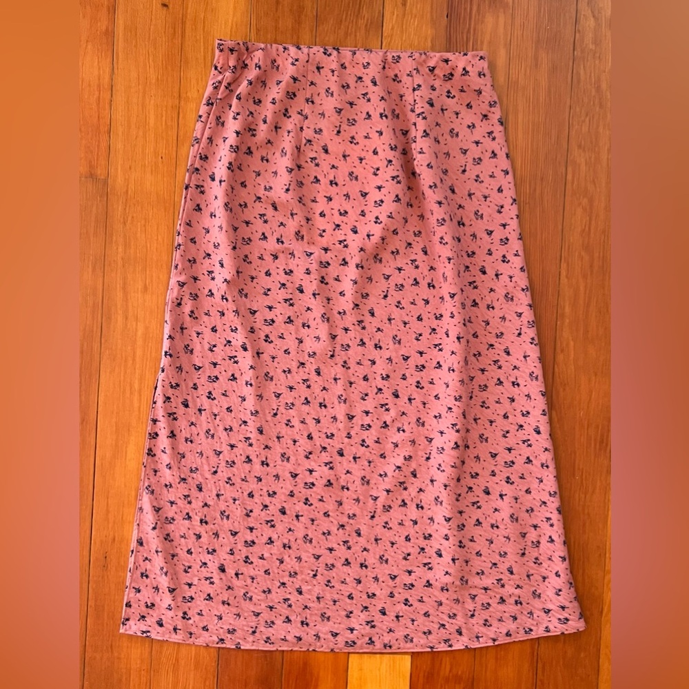 NWOT Madewell The Layton Midi Slip Skirt - Pink Floral - XS